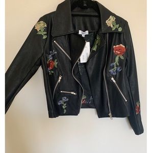 Lilyful Leather Jacket with Embroidered Flowers